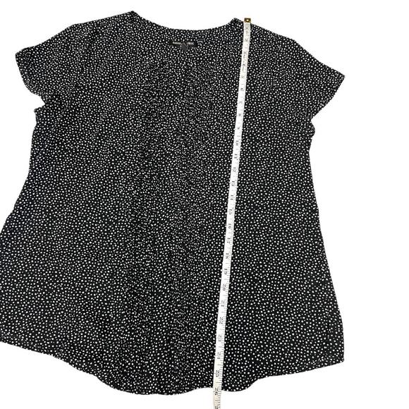 Banana Republic Factory Top Black White Dot Prink Pintuck Short Sleeve Women's M - Picture 6 of 10